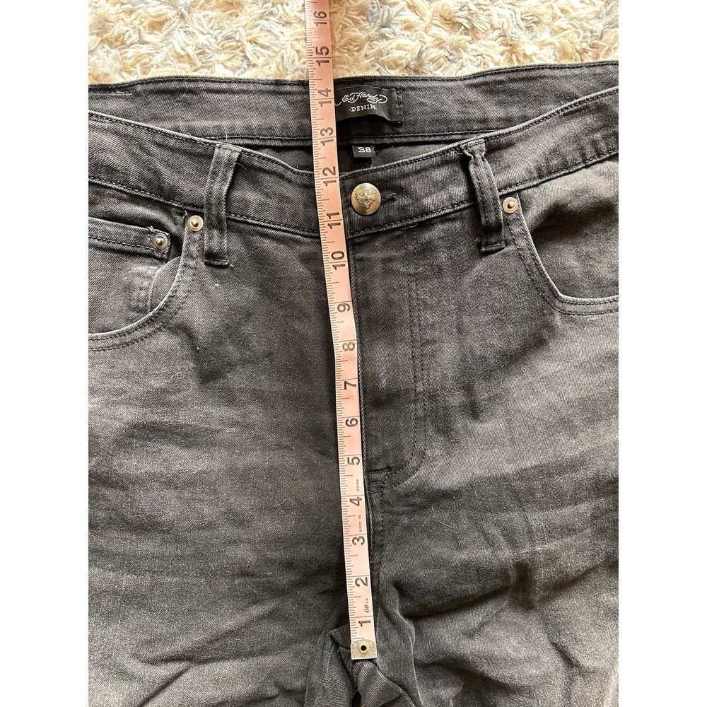 Ed Hardy Jeans Mens 38 Black Skull Snake Embroidered Y2K Tattoo Denim Street - Picture 8 of 11